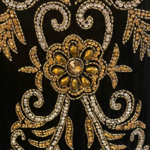 VTG BLACK VELVET BEADED EMBELLISHED GOWN DRESS SIZE SMALL - Picture 10 of 16